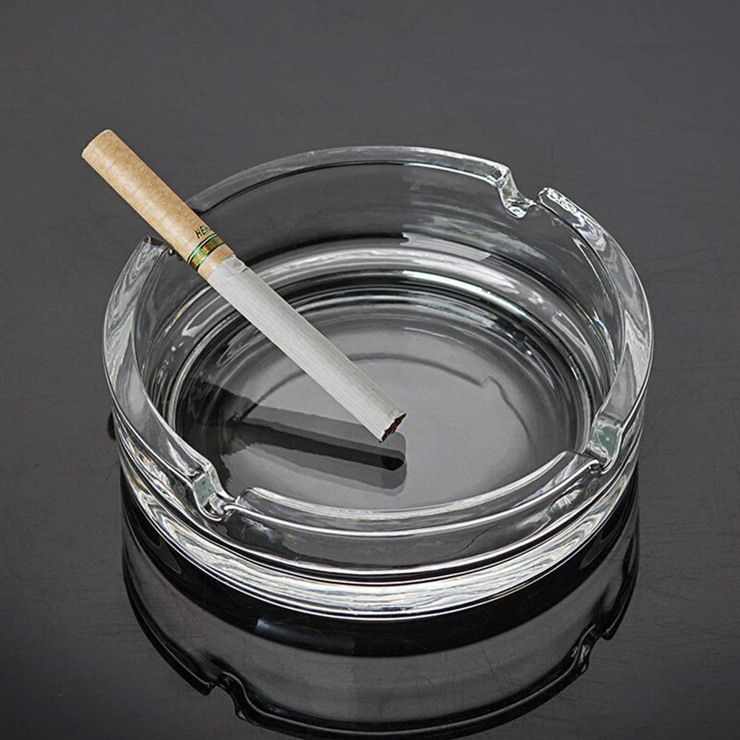 4061 Glass Classic Crystal Quality Cigar Cigarette Ashtray Round Tabletop for Home Office Indoor Outdoor Home Decor DeoDap 4061 Glass Classic Crystal Quality Cigar Cigarette Ashtray Round Tabletop for Home Office Indoor Outdoor Home Decor DeoDap